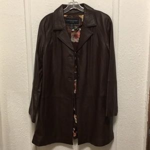 NWOT CENTIGRADE BROWN LEATHER COAT SIZE MEDIUM